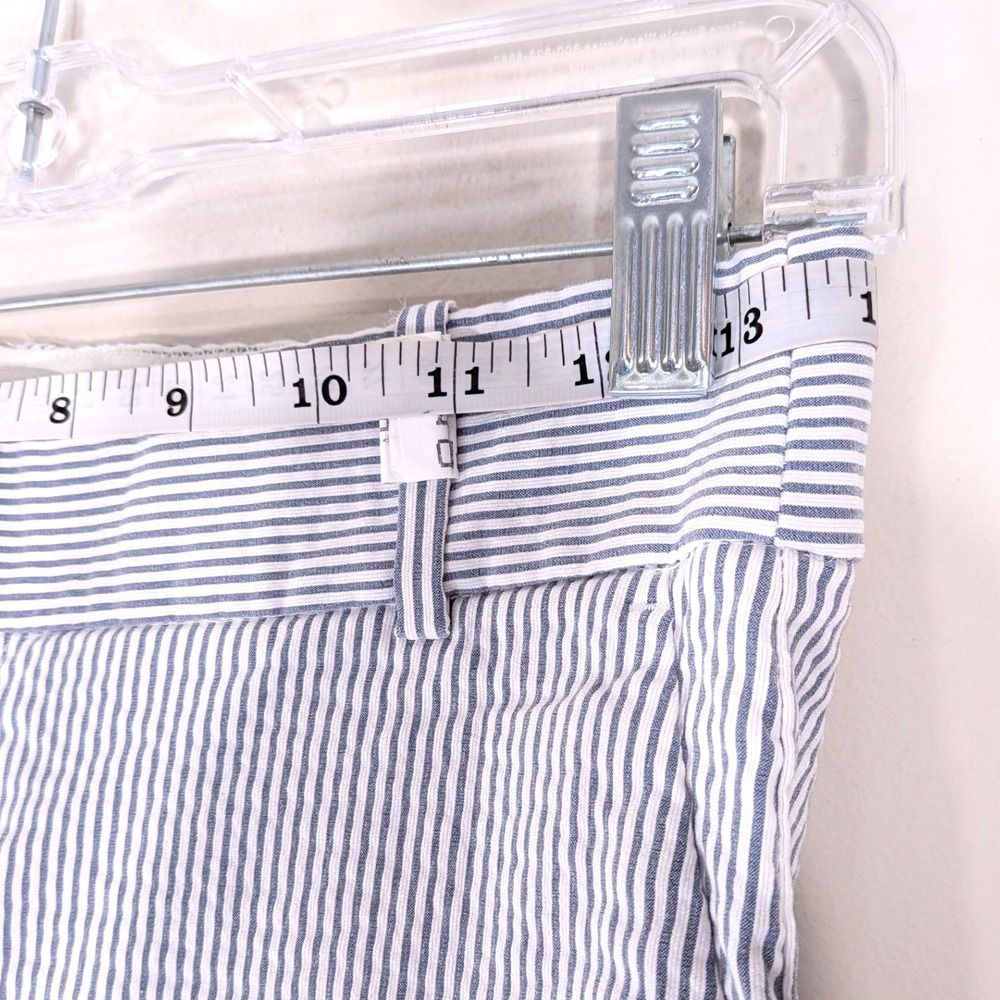 J.Crew Blue Seersucker Cameron Pants; Striped Slim Fit Ankle Trousers - Picture 6 of 7